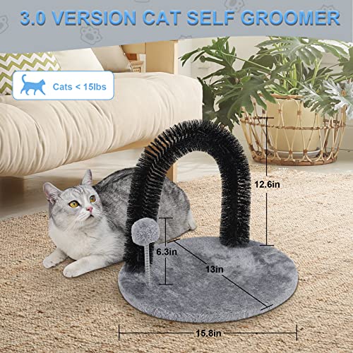 Aikopets Cat Scratching Post With Cat Arch,Cat Self Groomer Massager Hair Brush Cat Scratcher Toys Fur Grooming Toy With Interactive Balls For Indoor Cats- Reversible Design #TOP4