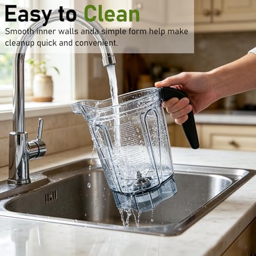 Blender Pitcher Container 64oz Low-Profile, Compatible with Vitamix 5200, 750, 5000, 6300, 7500, Vm0102, Vm0103, Vm0197, E310 Classic/Explorian/Commercial Series, Replacement Blender Cup - 4
