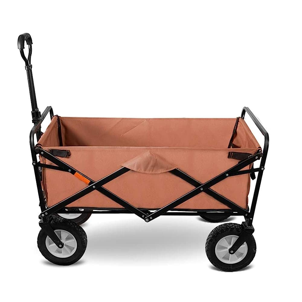 Handcart, Portable Garden Trolley Foldable Cart Heavy Duty Festival Trolley Pull Wagon Truck with Brake Wheels, Cart for Luggage/Travel/Auto/Moving & Office Use/E