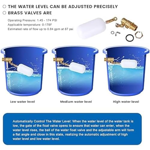 Válvula de flotador de agua de 1/2" para evitar desbordamientos en tanques y rellenar estanques 7