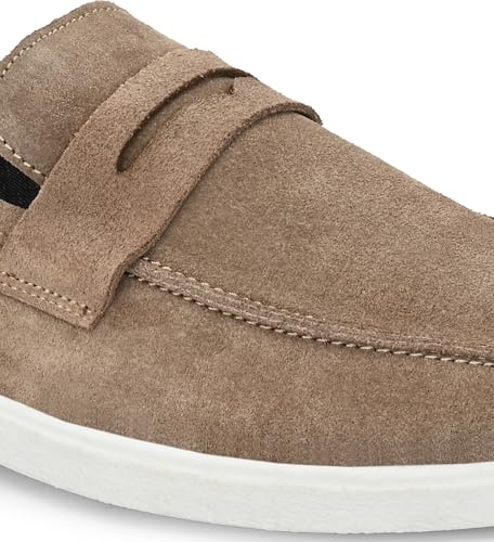 Image of Men Suede Leather Loafers with Bow - Cushioned Comfort, Durable Sole & Everyday Luxury