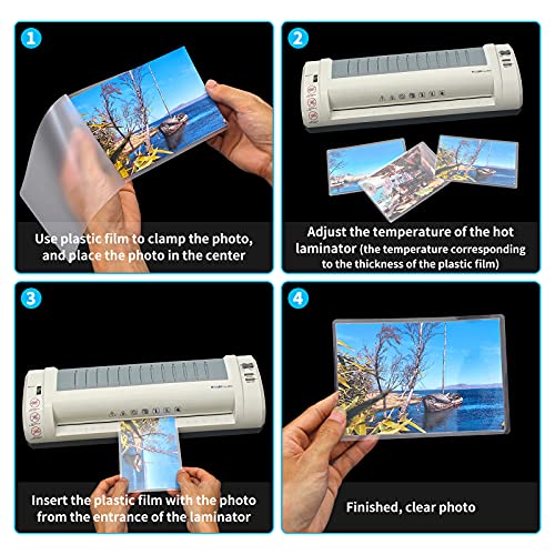 NBEADS 150 Stück 5 Größen Foto Heiß Laminierfolien, Transparent Laminierbeutel Folie Fotoschutzfolien Heiße Laminatbeutel Blätter für versiegelte Foto Karte Unterlagen Visitenkarten