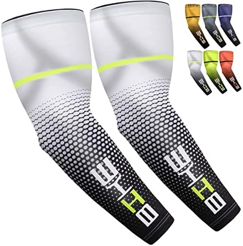 beister UV Sun Protection Cooling Compression Sleeves Arm Sleeves Men Women Cycling (X-Large, White)