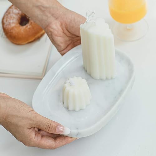 Miniatura 6 de Marble Vanity Tray 7‘’ Decorative Tray Oval Storage Organizer Mini Bathroom Kitchen Dresser Jewelry Dish Ring Holder for Counter, Vanity, Dresser