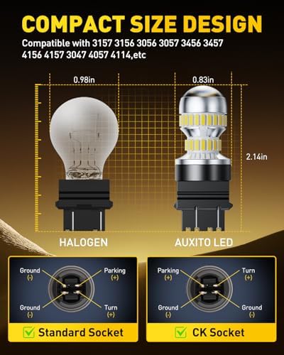 AUXITO 3157 LED Bulb White, Super Bright 4157 3156 LED Reverse Light Bulbs 3056 3057 3047 4057 3457 4114 LED Bulb for Exterior Backup Tail Brake DRL Signal Parking Lights, Pack of 2 - 5