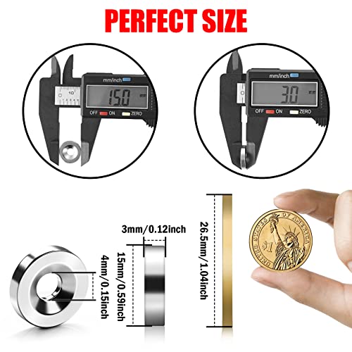 30Pack Small Neodymium Magnets, 0.59’’(15Mm) Industrial Strength Round Base Permanent Rare Earth Magnets Heavy Duty Disc Magnets With Countersunk Hole #TOP2