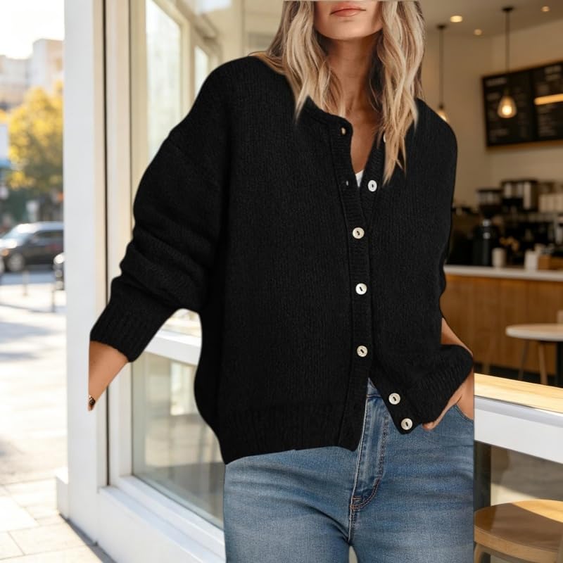 Gilet Cardigan Oversize En Maille Pour Femme Léger À Col Rond Et Manches Longues Boutonné Doux Et Chaud Style Décontracté Ouvert Sur Le Devant Idéal Pour L'Oktoberfest Le Bureau Et Le Quotidie