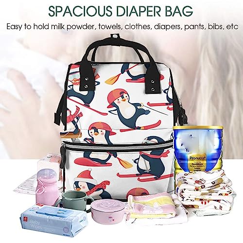 Sac à dos à langer pingouins multicolore pour femme | Taille unique - 5