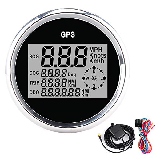 KIMISSGPS varvräknare, 3,3 tum 12 V / 24 V GPS varvräknare med digital bakgrundsbelysning 0-999 knop KM / H MPH för bilbåtsfartyg