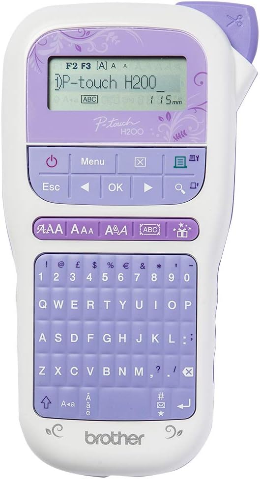 PT-H200 Label Maker, P-Touch Craft Label Printer, Handheld, QWERTY Keyboard, Up to 12 mm Labels, Includes 12 mm Gold on White Tape Cassette