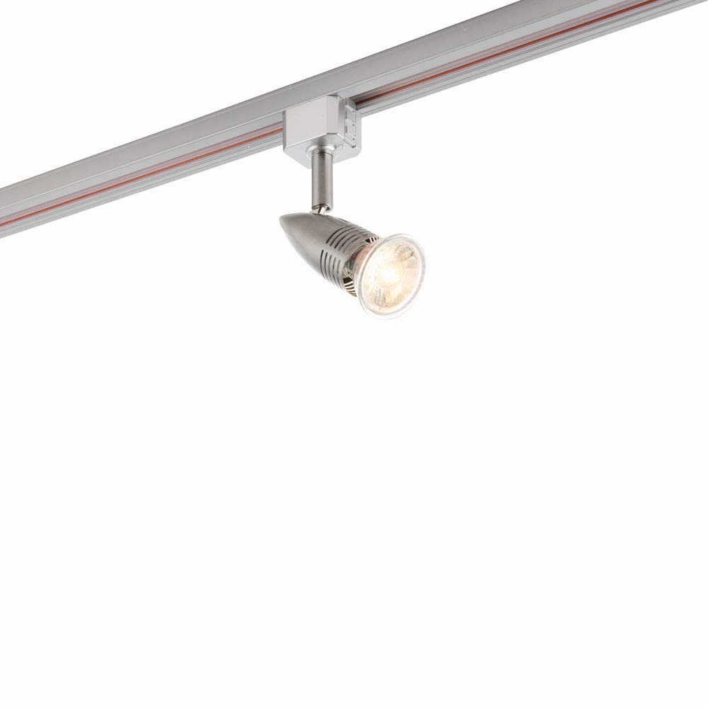 Conor Multi Directional Satin Chrome Finish Mains Track GU10 LED Compatible Adjustable Spotlight Track Head Lighting