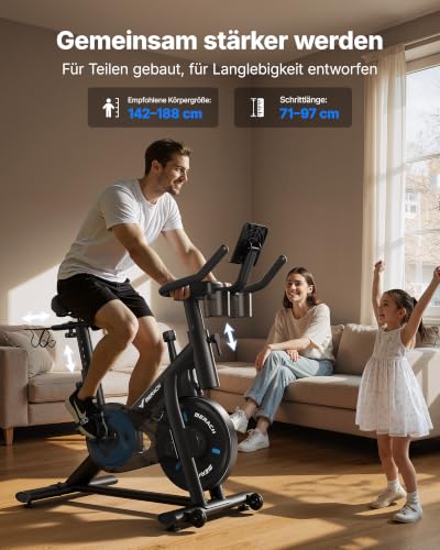 MERACH Heimtrainer Fahrrad mit Magnetischem Widerstand, Leises Bremsbelag/Hometrainer Fahrrad mit Verbessertem LCD-Monitor, Indoor Cycling Bike mit Hantelrack, Tablet-Halter, Eigener App, Bis 136KG