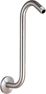 OFFO Shower Head Extension Arm 12 in, Brushed Nickel S Shaped Shower Arm with Flange High Rise Goose Neck Shower Arm Extension