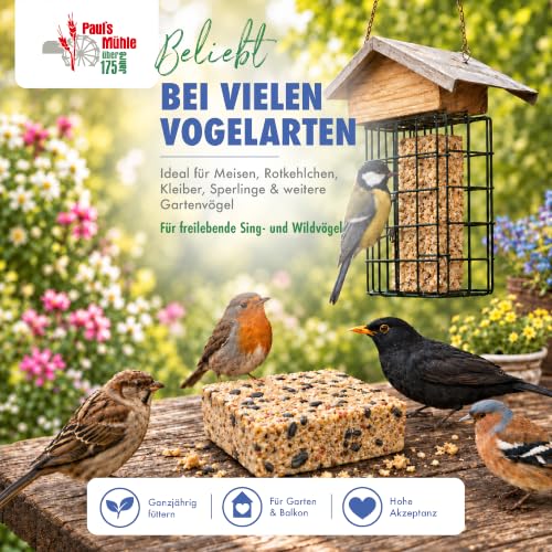 Paul´s Mühle - 12 x 300 g Fettblock mit Insekten für Vögel & Wildvögel