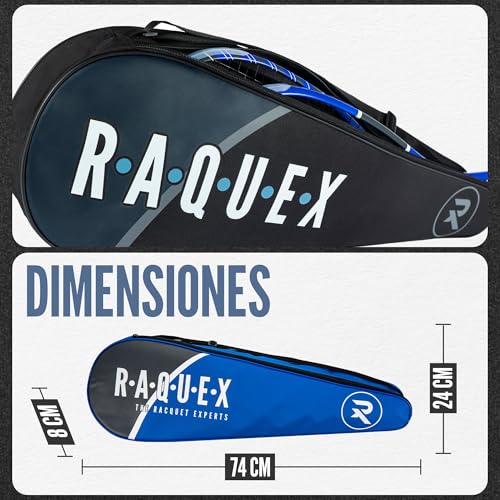 Funda de bádminton y squash Raquex para 3 raquetas con correa cómoda 7