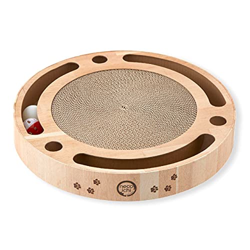 NECOICHI Interactive Track Ball Cat Scratcher, Oak - Image 2