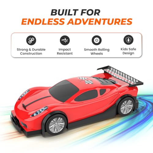 Image of Mirana Car-in-Car Garage Toy for Kids | 4 Diecast Metal Alloy Cars Playset | Foldable Storage with Handle | Store Upto 16 Vehicles | Birthday, Diwali, Return Gift for Boys & Girls 18+ Months (Red)