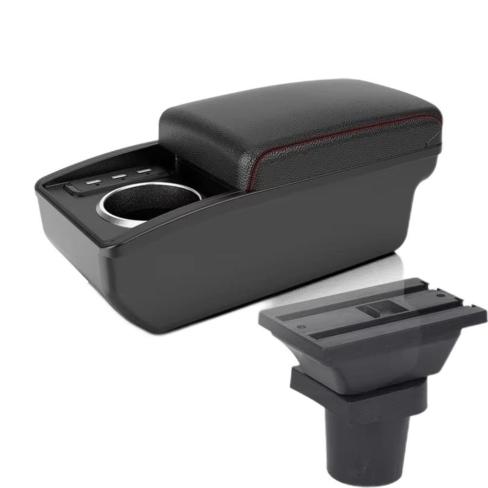 FSOZDBBPL For Toyota Yaris Hybrid For Yaris For Vitz Car Armrest Box Central Storage Box Retrofit Accessories Interior Parts(B1 Red line 6 usb)