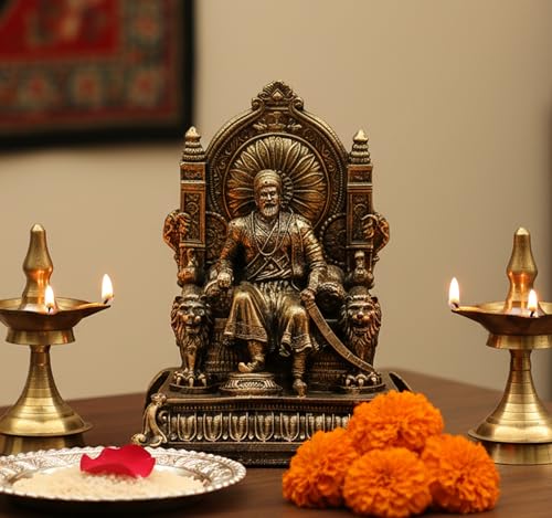 Image of eSplanade Resin Chhatrapati Shivaji Maharaj Statue Idol Sculpture Showpiece Figurine Murti - Golden - 5 inch Inches