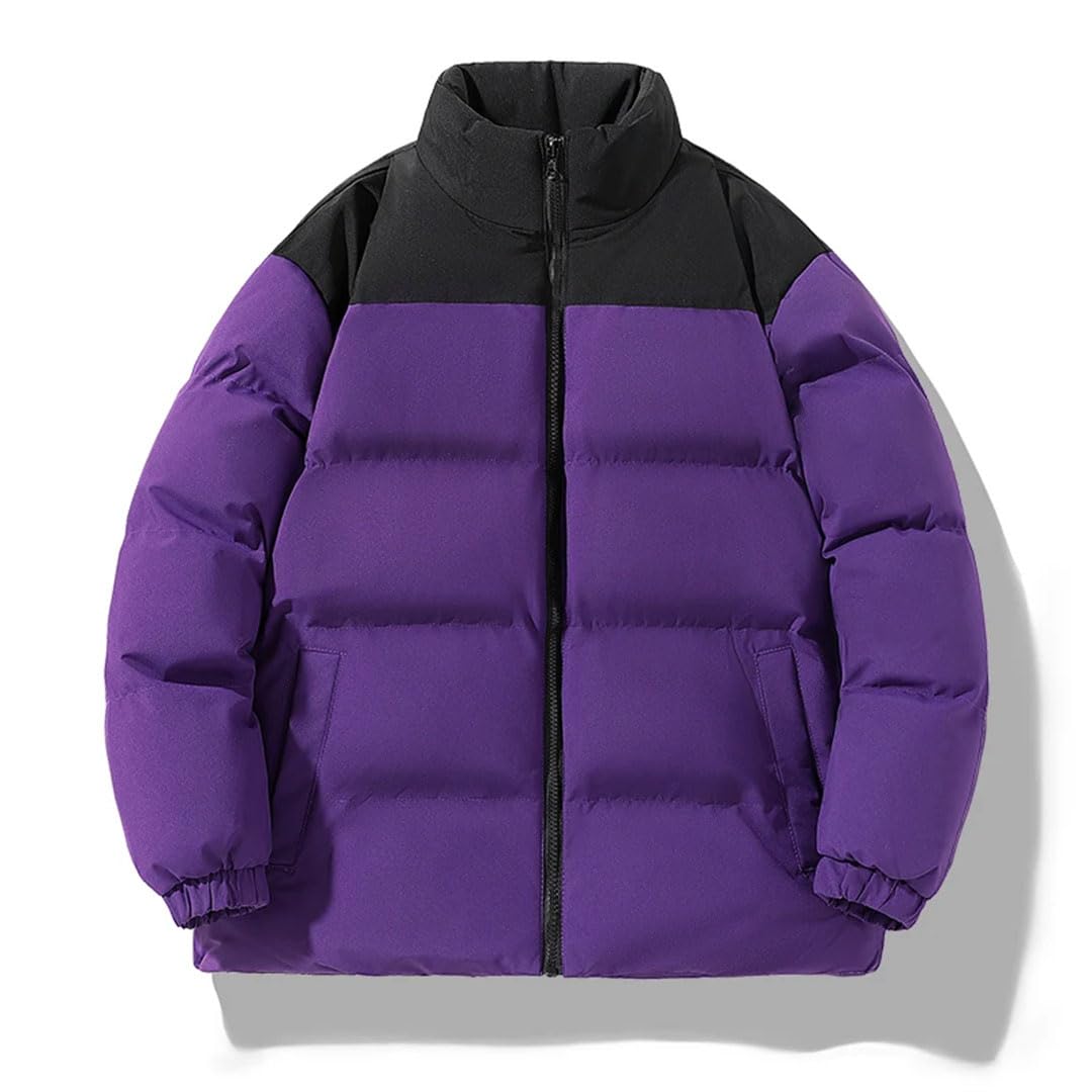 Piumino da uomo Inverno Cuciture Colore Versatile Campeggio All'aperto Stand Collare Cappotto Abbigliamento Cotone