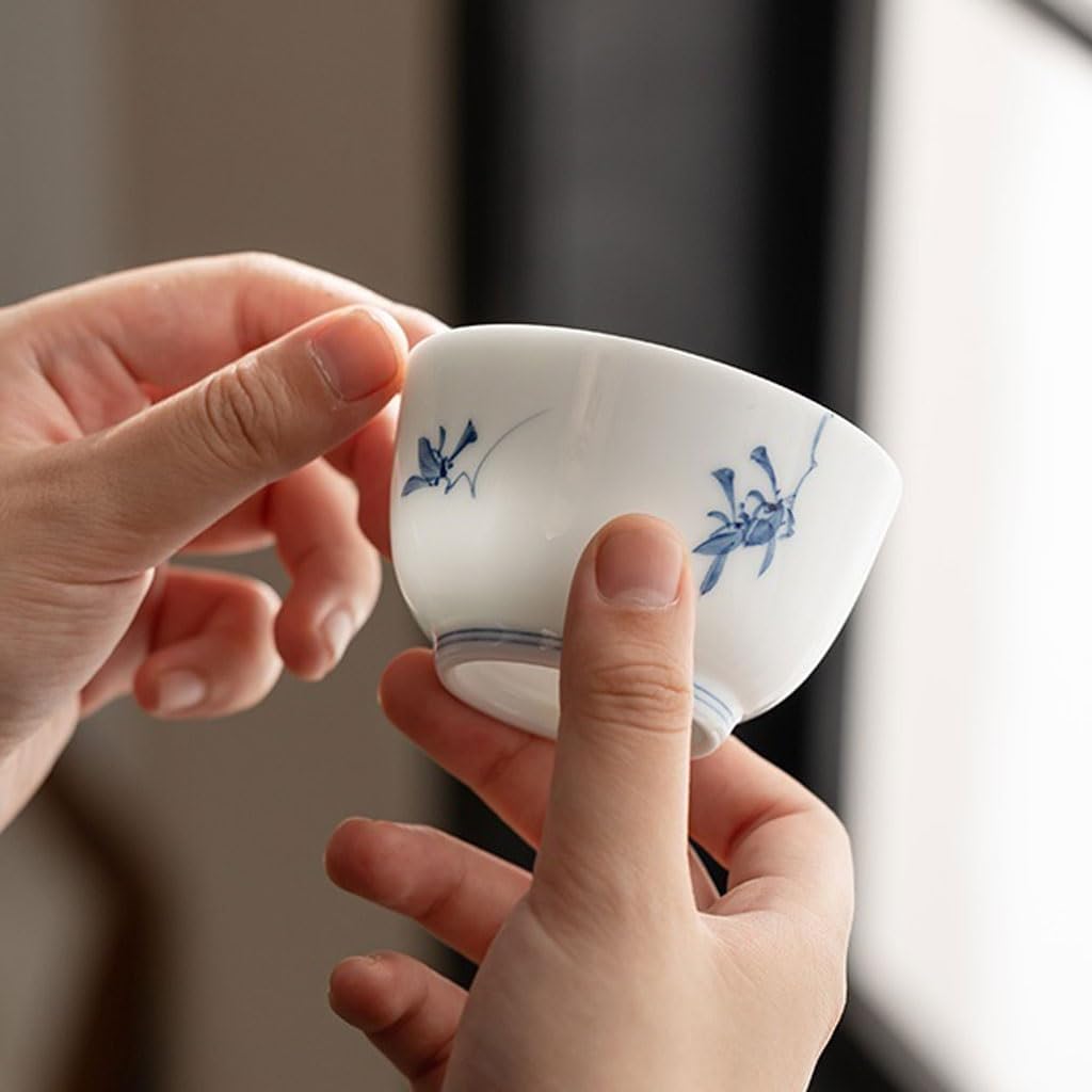 GSOUL Kungfu Tea cup Simple Tea Set Hand-painted Butterfly Orchid Cup Kung Fu Personal Host Home Office Drinking Small Tea Cups