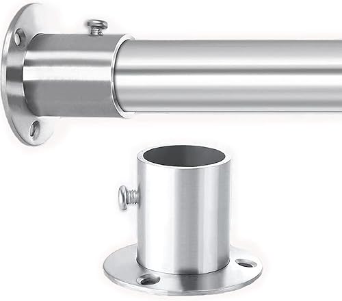 Varilla de armario de 39 pulgadas, (1.4 in) Dia32mm.304 acero inoxidable resistente barra de armario, con 2 enchufes de brida varillas de armario