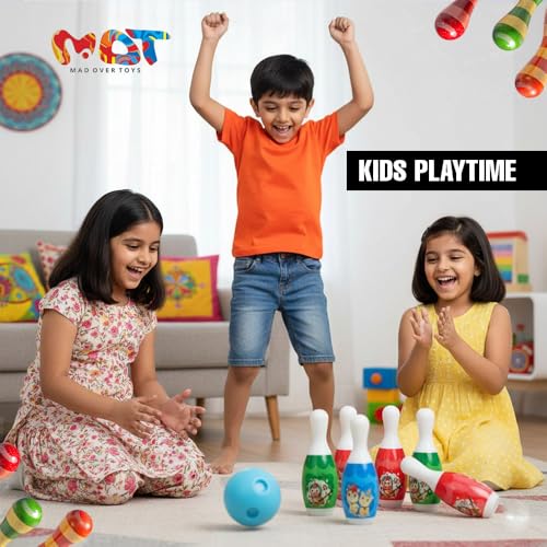 Image of Mini Bowling Game Set for Kids|Indoor Tabletop Bowling Toy for Boys & Girls|Lightweight Plastic Pins & Ball|Portable Family Fun Game|Skill-Building Playset | Ideal Gift | Made in India