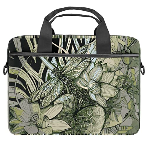 Sacoche ordinateur portable 13 pouces avec motif lotus vert et bandoulière