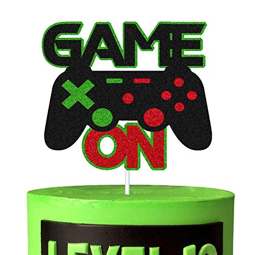 Game On Cake Decorations Video Game Cake Topper For Gamer Play Gaming Theme Kids Boy Girl Man Women Happy Birthday Party Supplies #TOP23