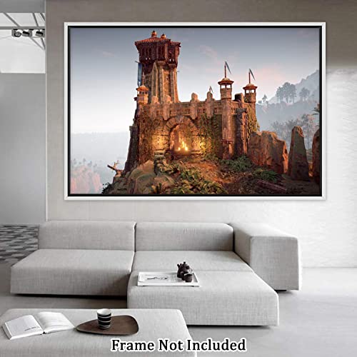 Canvas Wall Art Unframe Castle On The Hill Pictures Painting Canvas Paintings Palace On Mountain Wall Art For Living Room Bathrooms Home Modern Office Decor Canvas Art Wall Decor 12X18Inch #TOP5