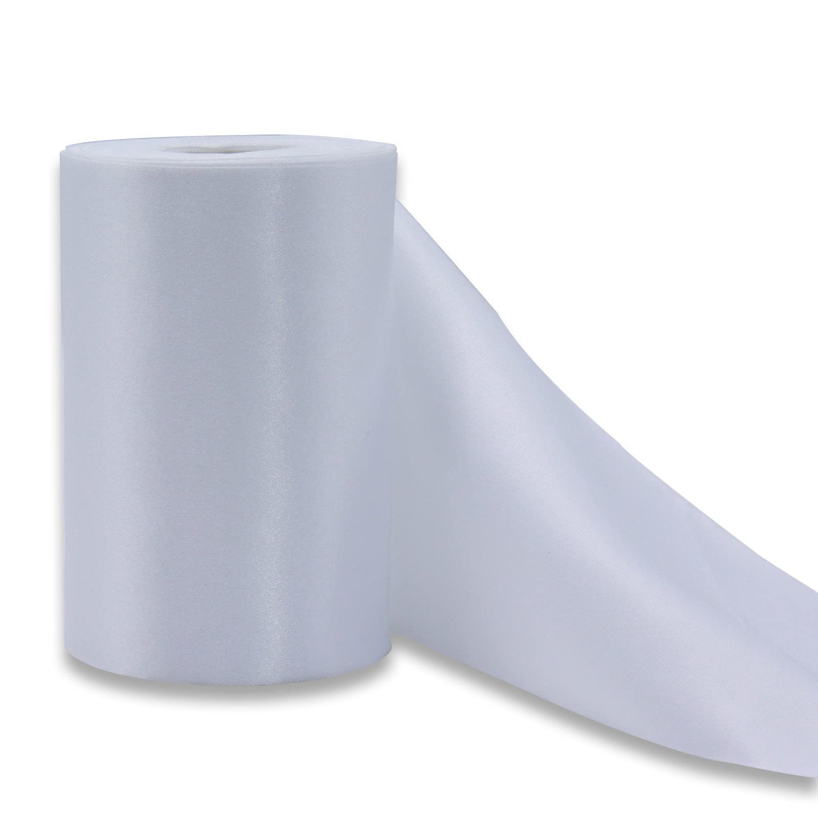 YUNSHANGHE 1 Roll 9.5 cm x 20 m White Wide Gift Ribbon for Decorating & Crafts, Large Satin Ribbon for Opening Ceremony, Chair Bows, Ribbon for Wedding, Birthday, Christmas Decoration โ image 1