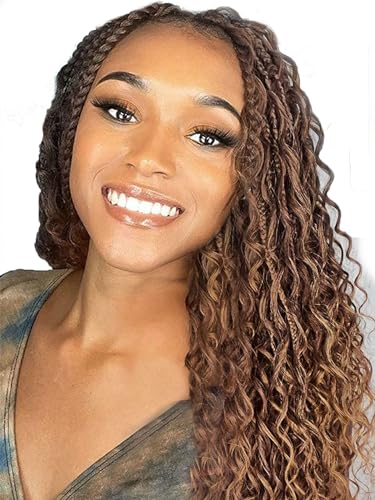 Brown and Blonde Goddess Bohemian Crochet Box Braids 14 Inch