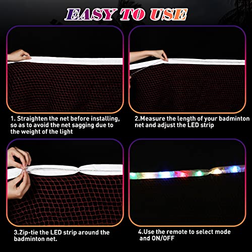 Roceei Badminton Net Light Multicolor 8 Modes 32Ft Waterproof Led Light With Remote And 6 Pieces Glow In The Dark Night Birdies Led Badminton Shuttlecocks Lighting For Backyard Badminton Game At Night #TOP3