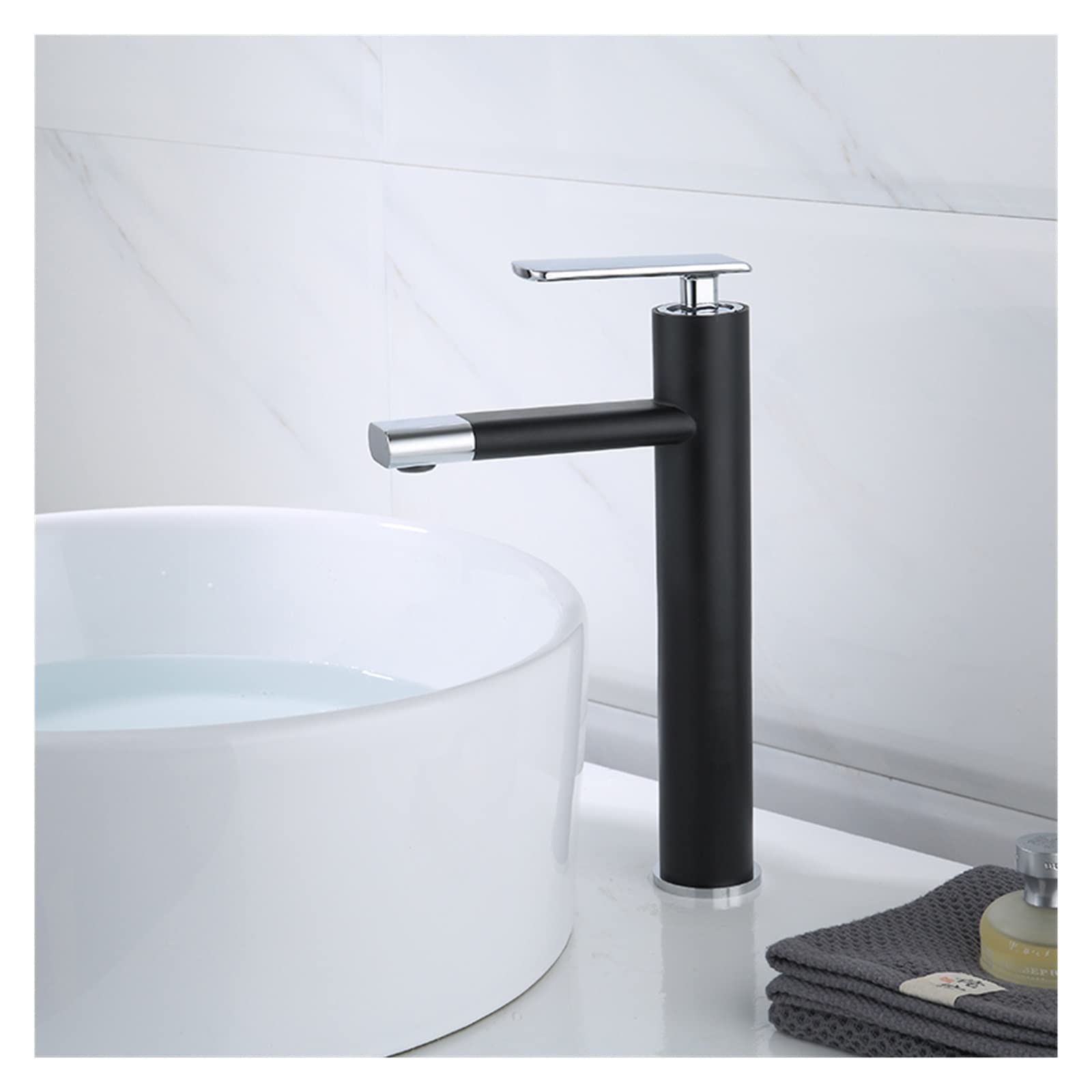Robinet de bassin en laiton noir pour vasque moderne de salle de bain chic