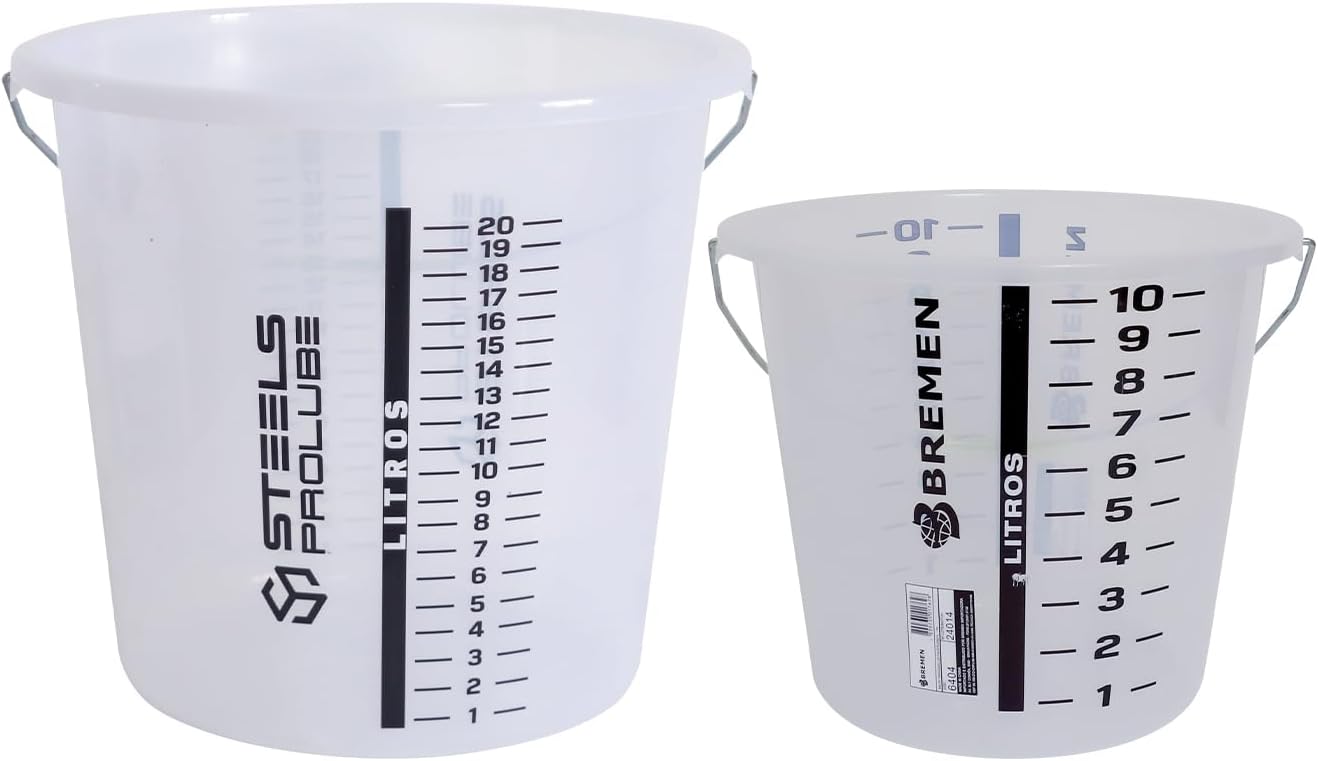 5 Gallon Graduated Bucket with Handle | Multipurpose Large Container, Heat & Chemical Resistant (-40°C to 200°C) for Industrial and Home Use（20L）