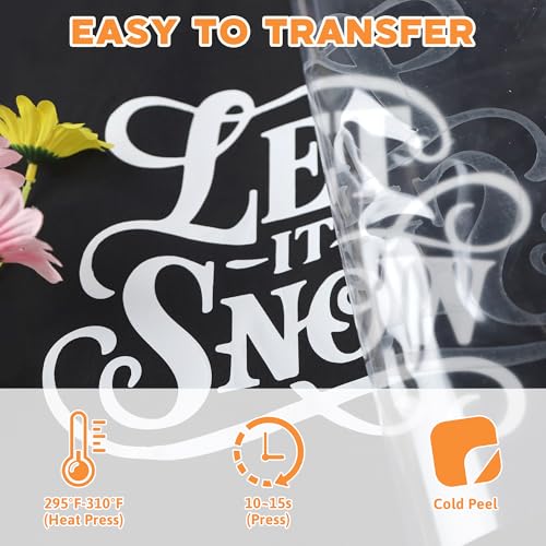 Image of HTVVETUR Iron on Vinyl 12Inch by 60ft Heat Transfer Vinyl for T-Shirt HTV Rolls for All Cutter Machine - Easy to Cut & Weed (White-60ft)