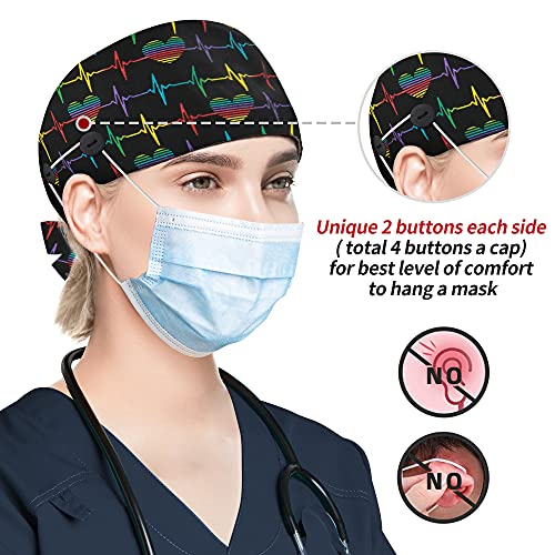 Image of ABAMERICA Working Caps with Button and Sweatband, Adjustable Working Hats for Women Men, One Size(Tie Back or Toggle)
