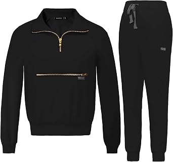 VIAOLI Scrubs for Women Set Long Sleeve Scrubs Top and Multi Pocket Jogger Pants Casual Scrub Jackets for Women