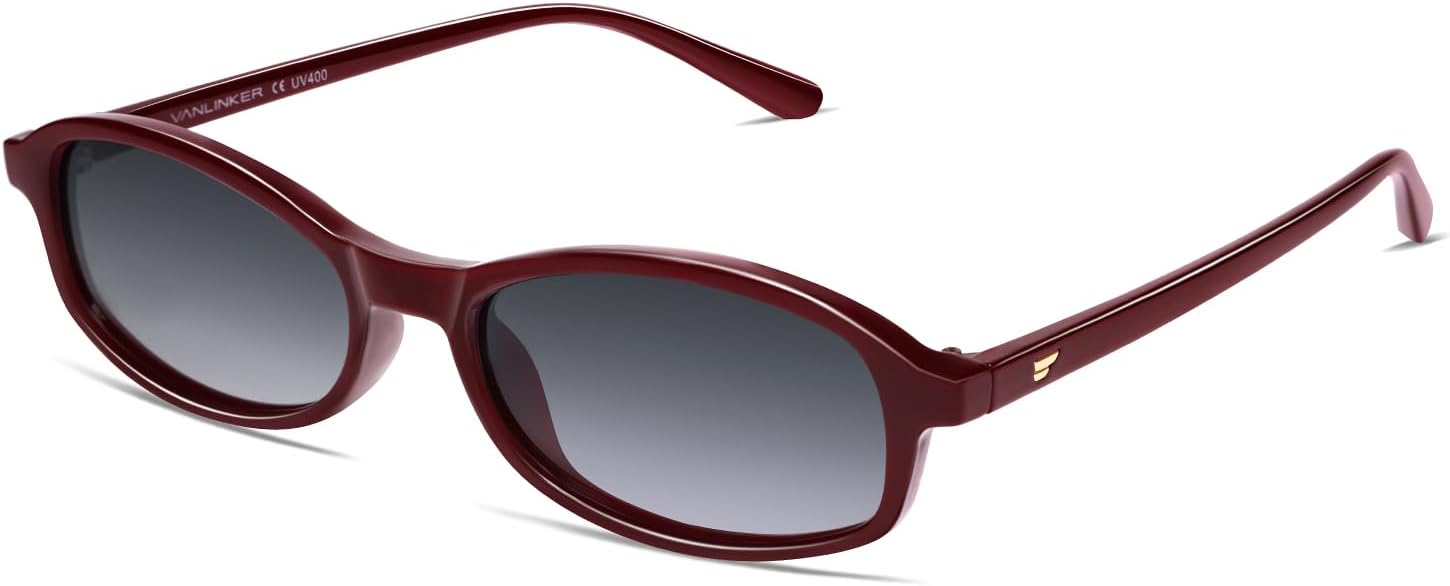 VANLINKER Retro Polarized Rectangle Sunglasses Womens Trendy 90s Small Square Sunnies Vintage Narrow Thin Frame VL9855