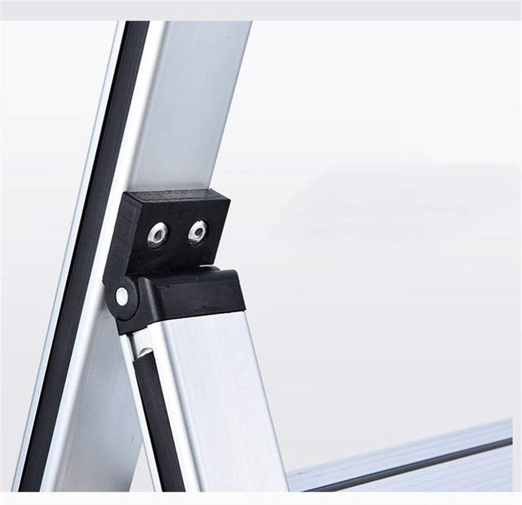 Step Stool Non-Slip Aluminum Alloy Ladder, Three-Step Step Stool Four-Step Indoor Stepladders Portable Dual-Purpose Ladder Folding Household Ladder/Silver/45X90X131Cm
