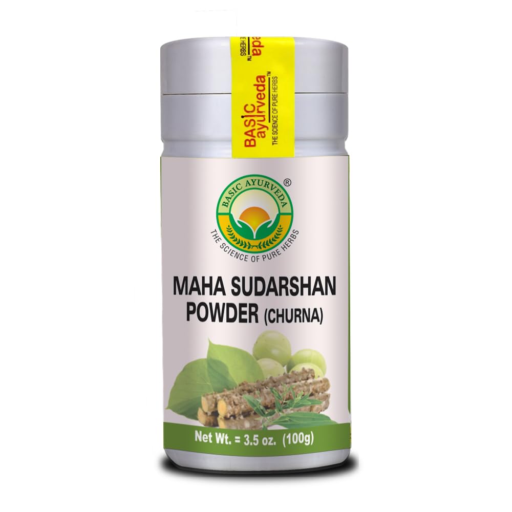 BASIC AYURVEDA Maha Sudarshan Powder | 3.53 Oz (100g) | Traditional Blend Powder | Pure Ingredient for Beverage Mixing | No Additives