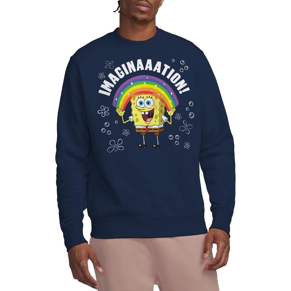 Spongebob Imagination, Crew Sweatshirt, Navy, X-Large