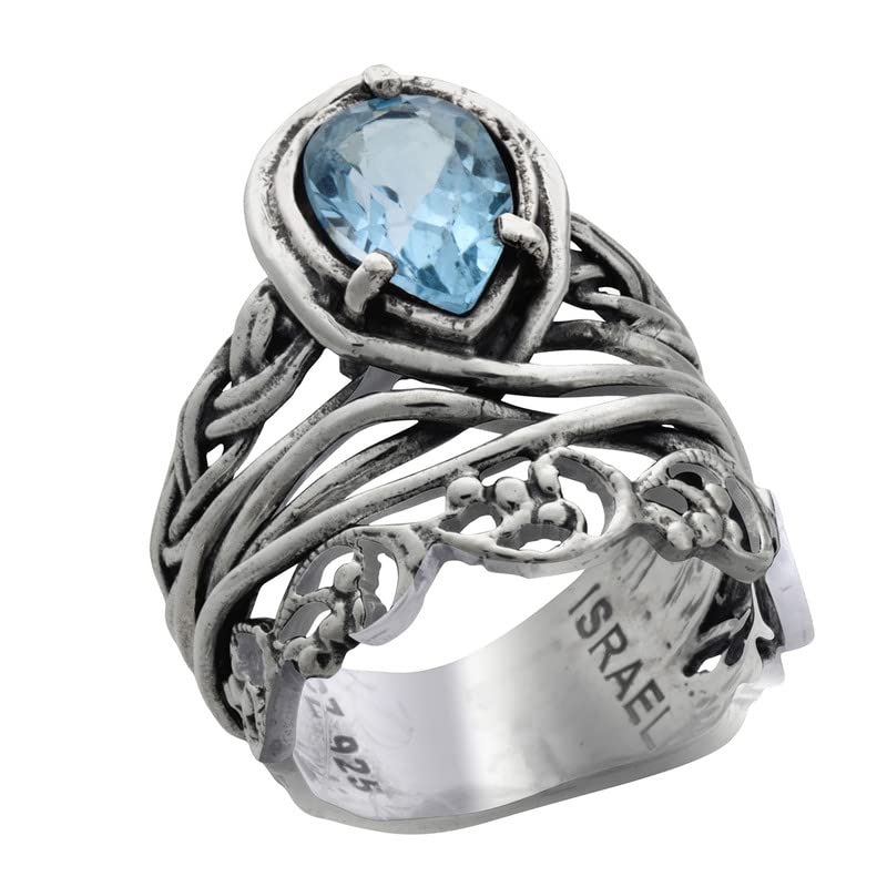 Sterling Silver Pear Shaped Cubic Zirconia Ring, Hypoallergenic, Nickel and Lead-free, Artisan Handcrafted Designer Collection, by Paz Creations