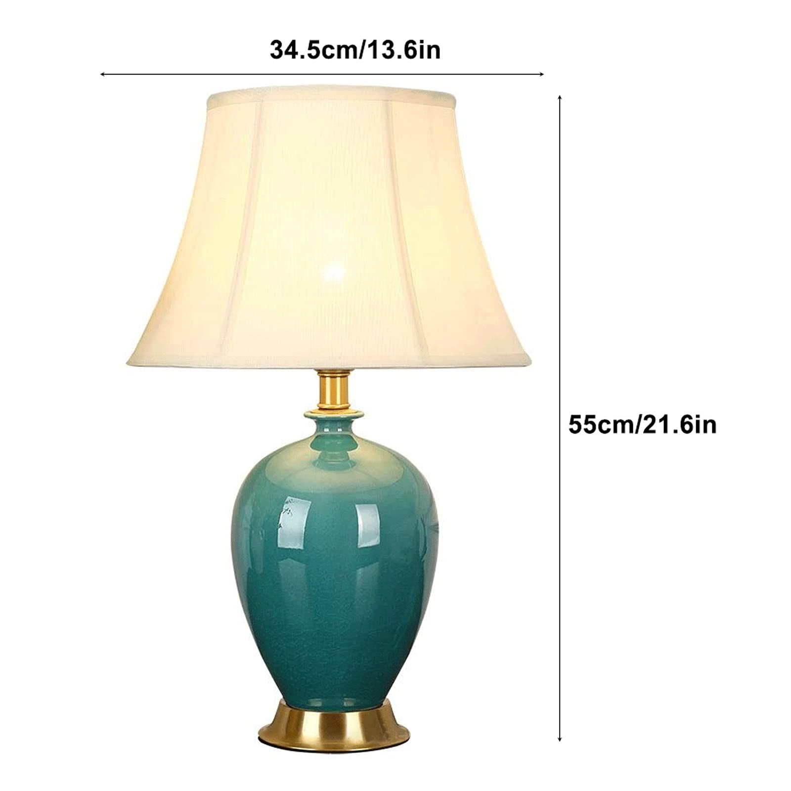 desk lamp Lampa na biurko Zielone lampy stołowe Ceramika Lampki nocne z abażurem z tkaniny Lampy retro na stolik nocny do domowego biura Cafe Restaurant Lampy, 21,6" H Lampka na biurko Lampa