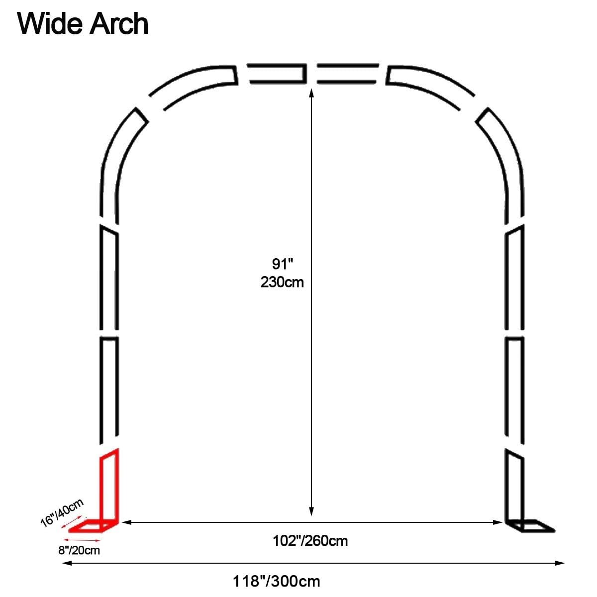 Wytrzymały metalowy łuk ogrodowy, pergola, krata, regulowana szerokość 80-400 cm, do altany weselnej, roślin pnących i dekoracji na ceremonii na świeżym powietrzu, 260 x 230 cm