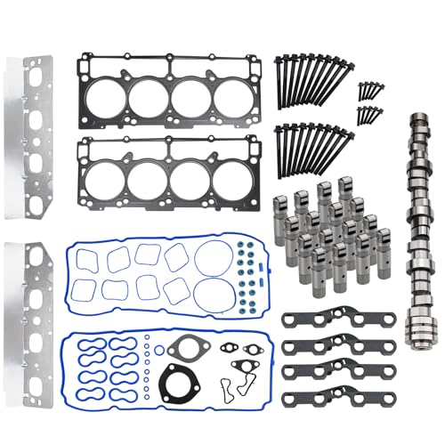 5.7 HEMI MDS Lifter Camshaft Cam Kit w/Head Gaskets Set for 2009-2015 Dodge Ram 1500 Durango 5.7L V8 Replace 53022263AF 53021726AD 53022372AA HS54418
