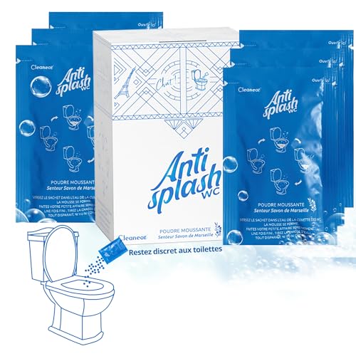 Fulgurant natural Antisplash WC, Poudre Moussante, Anti Odeurs, Anti Traces, Parfum Savon de Marseille, 6 sachets,37gr