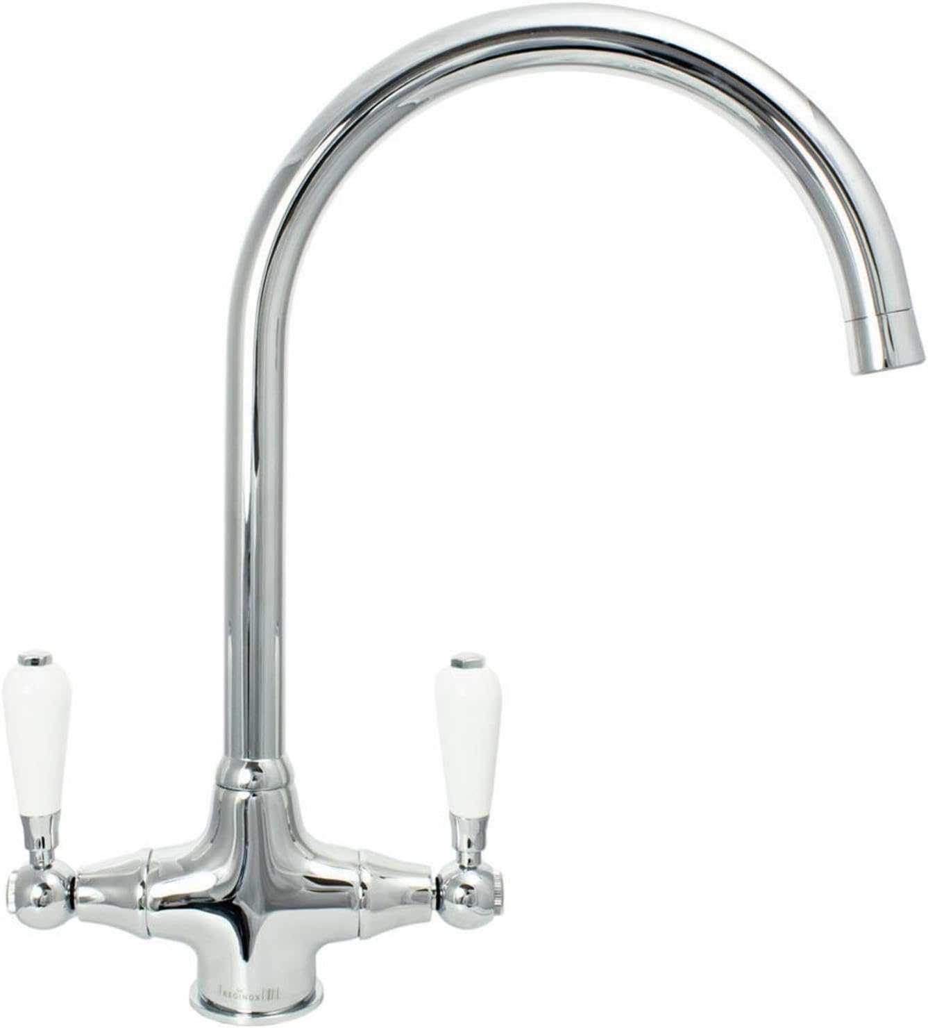 Reginox Elbe Chrome Traditional Twin Lever Kitchen Sink Mixer Tap