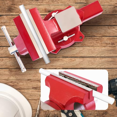 Image of 6.5 inch Heavy-Duty Bench Vise Ductile Iron Bench Vise 360 Swivel Bench Vice with Anvil, Red