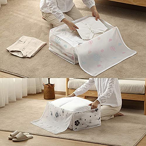 Image of TWOK Blanket Organizer Storage Bags With Zipper For Underbed Wardrobe Winter Cloth Blanket Cover | Washable Underbed Blanket Saree Cloth Cover Bag- Multi Colour (1)